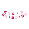 Rosa Farbverlauf Schwalbenschwanz-Banner mit goldener Happy Birthday Aufschrift Party - Rot, Rosa und Weiß