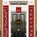 Détail de bannières de Noël à carreaux rouges et noirs avec texte Merry Christmas - Style Merry Christmas & Happy New Year (CC-SDML-013)