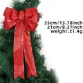 Große rote Glitzer-Weihnachtsschleife 35x21cm für den Weihnachtsbaumschmuck - Groß / Rot