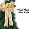 Große goldene Glitzer-Weihnachtsschleife für Baumschmuck, 35 cm lang und 21 cm breit - Groß / Gold