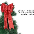 Rote Glitzer Weihnachtsschleife mit Bändern, 28cm lang für festliche Weihnachtsbaum Deko - Klein / Rot