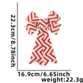 Fiocco decorativo natalizio a onde bianche e rosse con indicazioni di dimensioni e peso - Motivo Zigzag Rosso