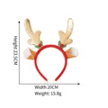 Detailed view of Christmas reindeer headband dimensions: 23.5cm height and 20cm width - Gold Long Antlers with Ears