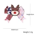 Christmas reindeer hair bow with snowman print ribbons for girls, size 8x8cm - Reindeer Head Style / Brown