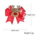 Red Christmas bow hair clip with reindeer print and gold glitter elk icon for girls - Sequin Reindeer Style / Gold