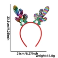 Christmas reindeer headband with red sequins and size dimensions shown on white background - Colorful Sequin Berry Style