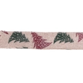 Kerstlint van jute met rood en groen bedrukte bomen voor kerstboomdecoratie en strikken - Kleine Boom Printstijl