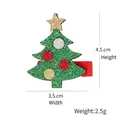 Green glitter Christmas tree hair clip with red rib ribbon base for kids, 4.5cm height - Christmas Tree Hair Clip
