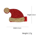 Glittery red Santa hat hair clip for kids with 4.5cm width and 3.5cm height - Gold Christmas Hat Clip