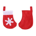 Set di 2 calze di Natale in feltro rosso e bianco con motivo a fiocco di neve decor - 12 Pezzi/Confezione / Rosso/Fiocco di Neve Bianco