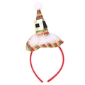 Diadema navideña con mini gorro de elfo brillante en rojo y verde con borde de felpa - Sombrero de elfo a rayas oro + verde