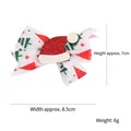 Pinza navideña de lazo blanco con estampados de árboles verdes y gorro rojo brillante - Sombrero de Navidad Blanco con Lentejuelas