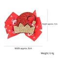 Lazo navideño rojo con diseño de renos y gorro de Papá Noel brillante, 8 cm - Sombrero Grande de Lentejuelas Doradas