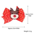 Pinza navideña de lazo rojo con reno de purpurina y puntos dorados, ancho de unos 8cm - Reno con Purpurina Marrón
