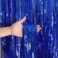 Royal blue wave tinsel foil fringe curtain with metallic finish for party decor - 2.5m (Wavy) / Blue