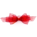 Elegant red mesh bow decoration with delicate lace texture for wedding and festive parties - 15x36cm / Red