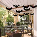 Set of 10 black bat hanging ornaments for Halloween party with fishing line and needle - Set 2 (10 Bats with Threader)