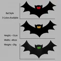 Three-pack of non-woven Halloween bat hanging ornaments with glowing red, orange, green eyes - Bat Hanging Decoration Style