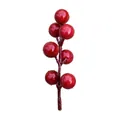 Einzelner künstlicher Beerenstiel mit 7 glänzenden roten Beeren für Weihnachtsbaum-Deko - 7 Köpfe Ohne Draht