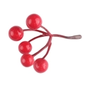 Einzelner Zweig mit fünf glänzenden roten Kunstbeeren für DIY Weihnachtsbaum Dekoration - 5 Köpfe Ohne Draht