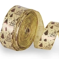 Nastro natalizio beige con stampe rosse di alberi e stelle disponibile in rotolo - Stile Albero Oro Champagne (2M金色小树丝带丝带)
