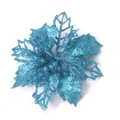 Funkelnde blaue Kunstblume mit Glitzer für DIY Weihnachtsbaum und Adventskranz Deko - Blau