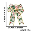 Lazo navideño blanco con estampados festivos y bordes dorados, adorno de árbol 21,7cm - Cinta Papá Noel Plateada 20cm