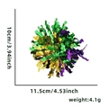 Sparkly purple green gold carnival pom-pom hair clip with dimensions 11.5cm by 10cm - Wave Purple Gold Green Tinsel Style