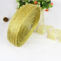 Nastro natalizio a rete glitterata dorata con paillettes scintillanti per decorazioni - Oro