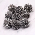 Nove pigne argentate per decorazioni dell'albero di Natale e artigianato fai-da-te - Piccolo / Argento