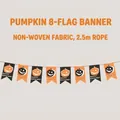 Halloween pompoen slinger van vliesstof met 2,5 m touw voor feestelijke decoratie in huis - Pompoen 8-Vlaggen Stijl