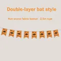 Happy Halloween banner van vliesstof met dubbellaagse vleermuizen en een touw van 2,5m - Dubbele Vleermuis Stijl