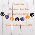 Halloween pumpkin felt banner with 9 pieces of orange black purple flags for party decor - Pumpkin Pattern