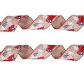 Patriotic USA flag ribbon with vintage red truck design on faux burlap material - Khaki Truck / 1m