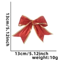 Lazo navideño rojo brillante de 13cm con purpurina y borde dorado para decoración - Rojo