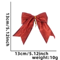 Lazo navideño rojo con purpurina de 13 cm para adornos de árbol y decoración festiva - Rojo