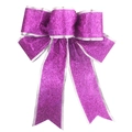 Sparkling purple Christmas bow with silver trim for holiday tree and party decoration - Purple