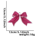 Fiocco natalizio glitter magenta con bordo argento, addobbo per l'albero di 13 cm - Rosa Rosso