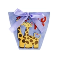 Scatola regalo viola di San Valentino con giraffe e fiocco in raso coordinato - Giraffa