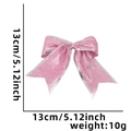 Fiocco di Natale rosa glitterato con bordi argentati, 13 cm per decorazioni natalizie - Rosa