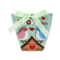 Scatola verde per caramelle San Valentino con uccellino e nastro I Love You - Uccello