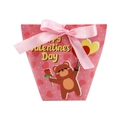 Pink Valentine's Day gift bag with cartoon bear, heart patterns and pink satin ribbon - Bear