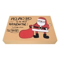 Boîte cadeau de Noël en papier kraft avec motif Père Noël et message HO HO HO - Père Noël