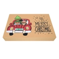 Boîte cadeau de Noël en papier kraft marron avec motif de renne et message de fêtes - Voiture