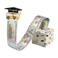 Graduation surprise money box set with pull-out cash tape and doctoral cap topper decoration - Black and Red Graduation Gown Style