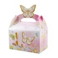 Rosa Geschenkbox mit 3D-Schmetterlingsgriff und Blumenmustern für Party-Gastgeschenke - Rosa Schmetterling Handbox