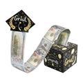 Graduation surprise money box kit with black and gold Congrats theme and cap puller - Black Gold Starry Surprise Style