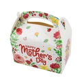 White Mother's Day gift box with floral patterns and red Happy Mother's Day text - Green