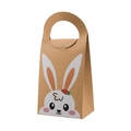 Easter bunny kraft paper gift bag with cute cartoon rabbit print and cutout handle - Orange Ear Rabbit