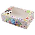Easter gift box with bunny and colorful egg prints featuring a clear window for treats - Easter Window Style / Pink